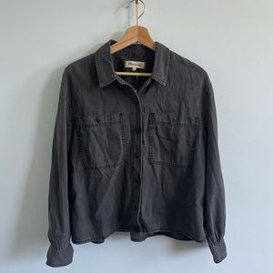 Madewell Denim Shirred-Back Crop Shirt